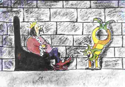 König freut sich am kleinen Narr